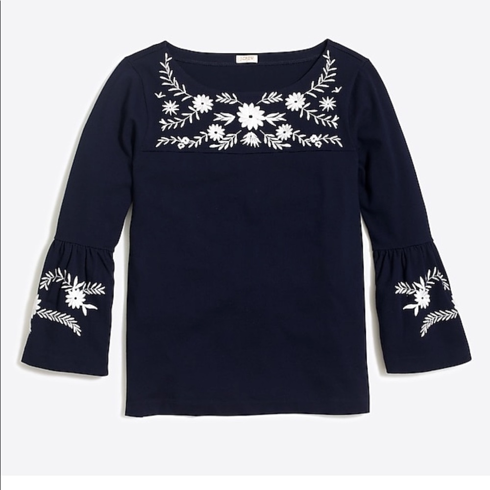 J.Crew Factory Embroidered bell-sleeve shirt NWT